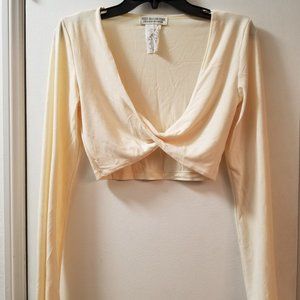 Long sleeve cross over front  crop top